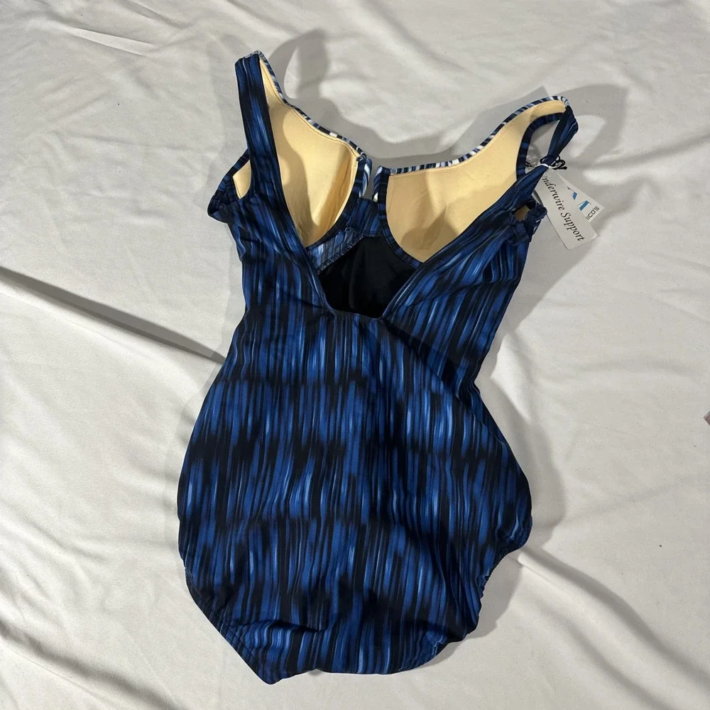 NEW $166 Miraclesuit [ 10 US ] Indigo Go Escape One‎ Piece Swimsuit Blue #7039